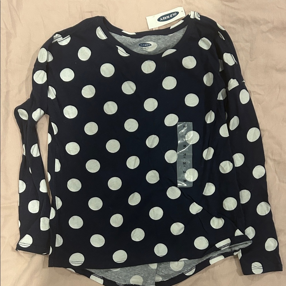 Old Navy Dark Blue Polka Dot Top